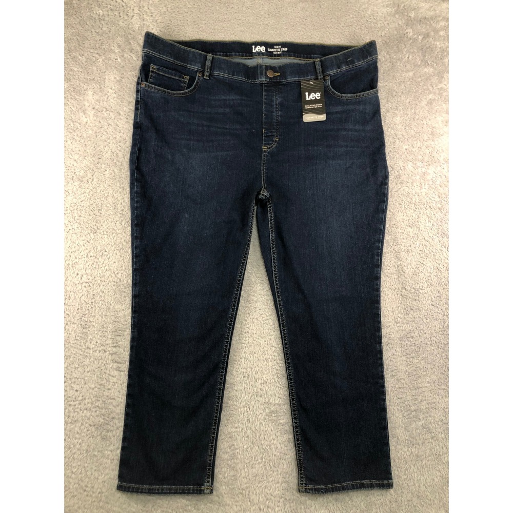 Lee Jeans Women 22M (42x24.5) Blue NWT Cigarette Crop Slim Fit High Rise Denim